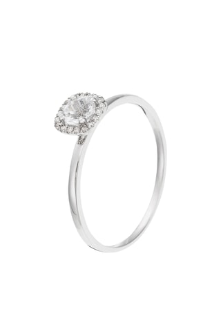 Anello Carré Topazien - Oro bianco e topazio