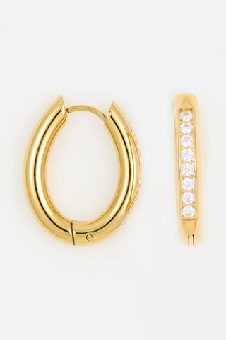 Orecchini a cerchio - Dorato e bianco