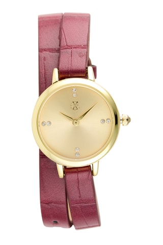 Orologio al quarzo in sintetico - Bordeaux e dorato