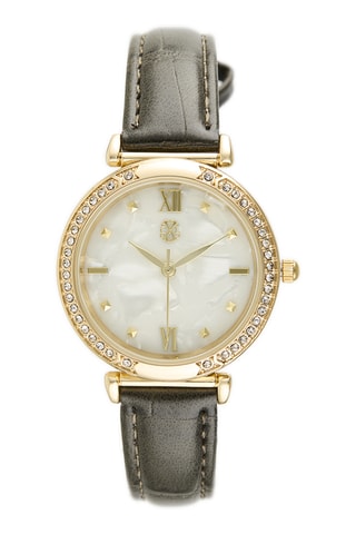 Orologio al quarzo in pelle - Grigio e dorato