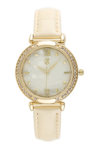 Orologio al quarzo in pelle - Beige e dorato