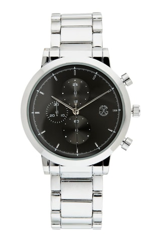 Orologio al quarzo in lega - Cronografo - Argentato e nero