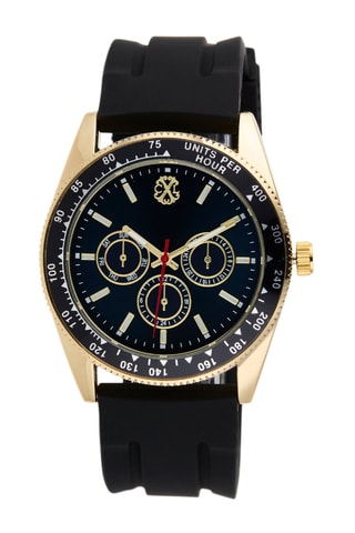 Orologio al quarzo in silicone - Nero e dorato