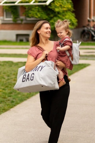 Saco de mudar fraldas - Cinzento e castanho