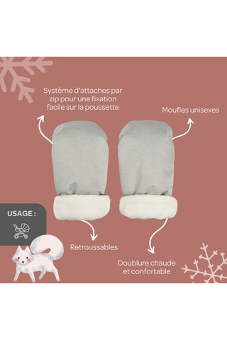 Moufles poussettes - Gris chiné