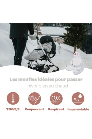 Moufles poussettes - Gris chiné