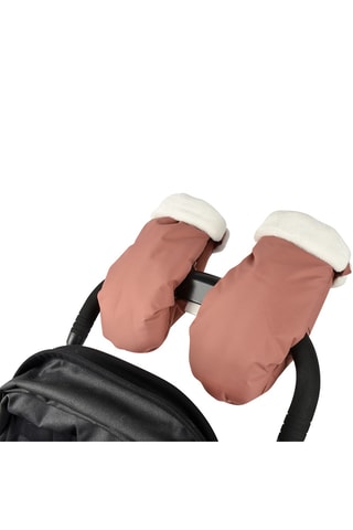 Moufles poussettes - Rouge brique et blanc