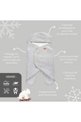 Couverture Babynomade® - Gris chiné - De 0 à 6 mois - 63 x 36 x 3 cm