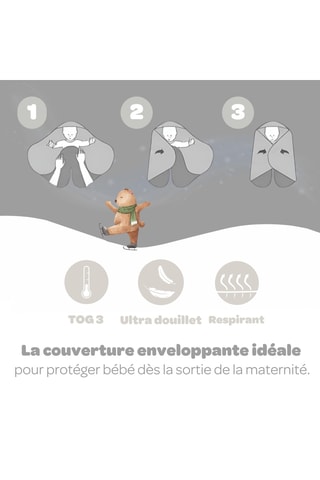 Couverture Babynomade® - Gris chiné - De 0 à 6 mois - 63 x 36 x 3 cm