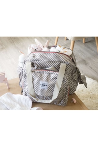 Sac à langer et pochette repas isotherme - 44 x 26 x 30,5 cm - Gris clair et corail