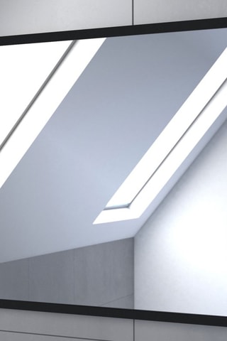 Mueble de cuarto de baño con 2 cajones, lavabo y espejo - Imitación madera