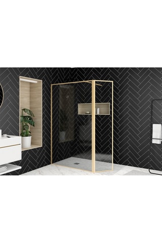 Mampara de ducha Edge - Dorado - 200 x 160 cm