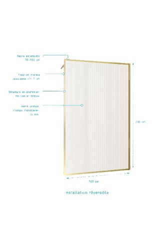 Mampara de ducha Edge - Dorado - 240 x 140 cm