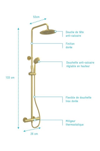 Columna de ducha termostática Arty - Dorado - 40 x 88 x 8 cm