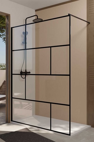 Mampara de ducha Bricks - Negro - 195 x 140 cm