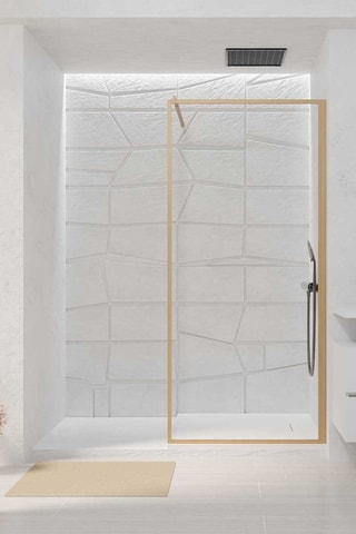 Mampara de ducha Wooden - Dorado - 200 x 90 cm