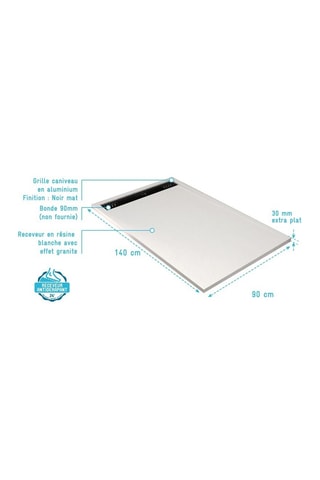 Plato de ducha Athena - Negro - 90 x 140 x 3 cm