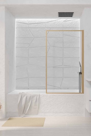 Mampara de bañera Wooden Edge - Imitación madera - 140 x 80 cm