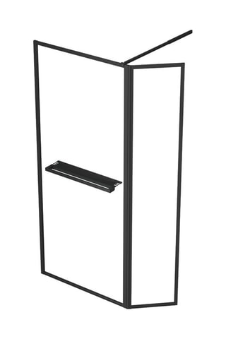 Mampara de ducha 4 en 1 - Transparente y negro - 90+40 x 200 cm