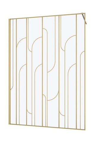 Mampara de ducha italiana - Transparente y dorado - 140 x 195 cm