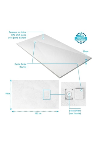 Plato lineal Rock 2 - 90 x 160 x 2,6 cm