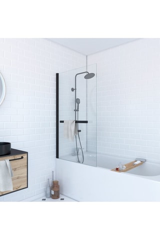 Mampara de bañera giratoria - Transparente y negro