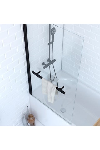 Mampara de bañera giratoria - Transparente y negro