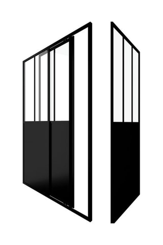 Mampara de ducha con puerta corredera - Transparente y negro