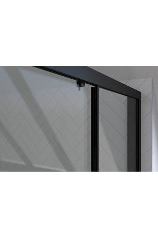 Mampara de ducha de 2 puertas correderas - Transparente y negro - 160 x 200 cm