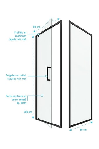 Mampara de ducha giratoria Factory 80 - 80 x 200 cm