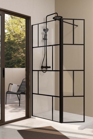 Mampara de ducha de vidrio con panel giratorio Dark Blocks - 80 + 40 x 195 cm