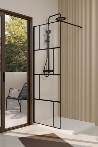 Mampara de ducha de vidrio Dark Blocks - 70 x 195 cm