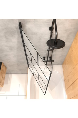 Mampara de bañera giratoria - Transparente y negro