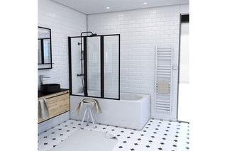 Mampara de bañera - Transparente y negro