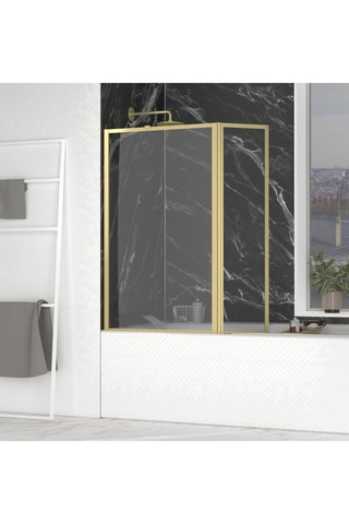 Mampara de bañera - Transparente y dorado - 70 x 130 cm