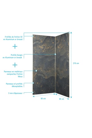 2 paneles murales de ducha STONE’IT - Gris - 90 x 210 cm