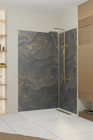 2 paneles murales de ducha STONE’IT - Gris - 90 x 210 cm y 120 x 210 cm