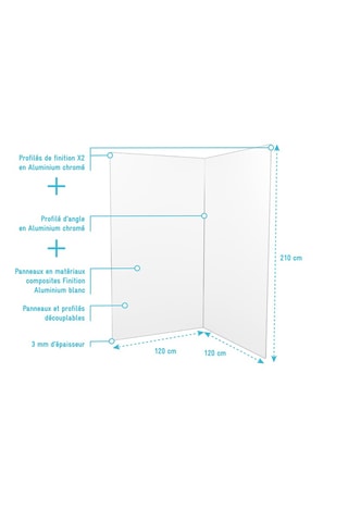 2 paneles murales de ducha WALL’IT - Blanco - 120 x 210 cm