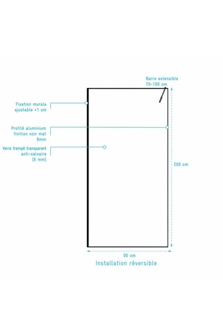 Mampara de ducha Léa - Negro - 90 x 200 cm