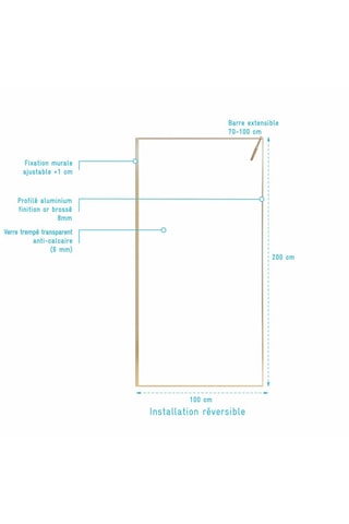Mampara de ducha Léa - Dorado - 100 x 200 cm