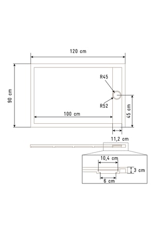 Plato de ducha Athena - Blanco - 120 x 90 x 3 cm