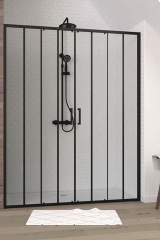 Puerta de ducha 2 puertas CRUSHX -  Negro - 160 x 200 cm