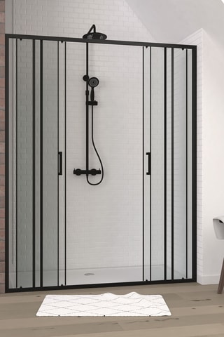 Puerta de ducha 2 puertas CRUSHX -  Negro - 160 x 200 cm