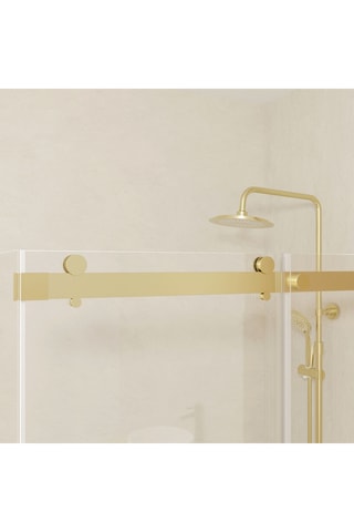 Puerta de ducha y mampara RAILROAD - Dorado - 90 x 200 y 140 x 200 cm