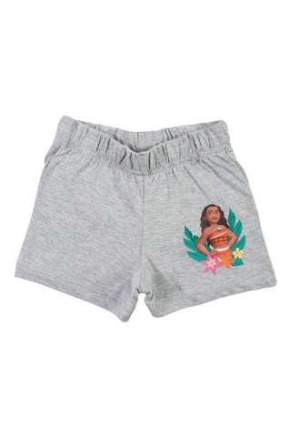 Camiseta y short Vaiana Disney - Rosa y gris claro jaspeado - Blanco, verde, rosa y gris