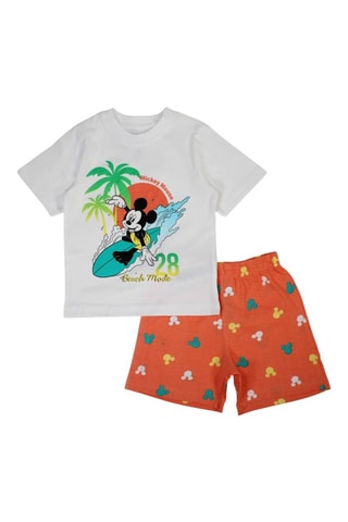 Camiseta y short Mickey Disney - Naranja y blanco - Blanco, verde, amarillo y naranja