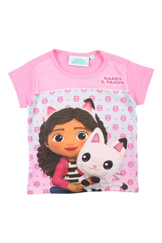 Camiseta Gabby y Pandy La casa de muñecas de Gabby - Blanco, marrón, negro y rosa