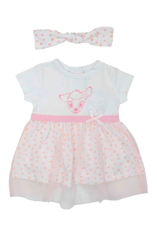 Vestido y cinta para el pelo Bambi Disney - Blanco y rosa - Rosa