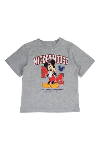 Camiseta y short Mickey Disney - Gris claro jaspeado y azul marino - Blanco, rojo, azul y gris