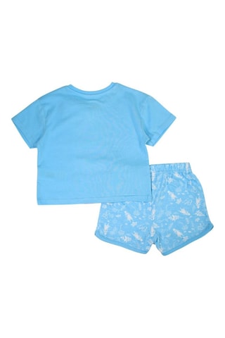 Camiseta y short Elsa Frozen Disney - Celeste - Blanco, azul, amarillo y violeta